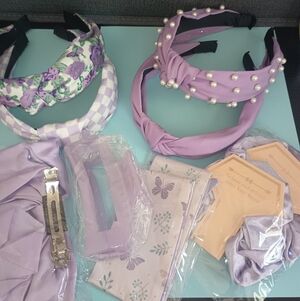 Lavender Pearl Knotted Headband + Assorted Lilac Accessories Bundle